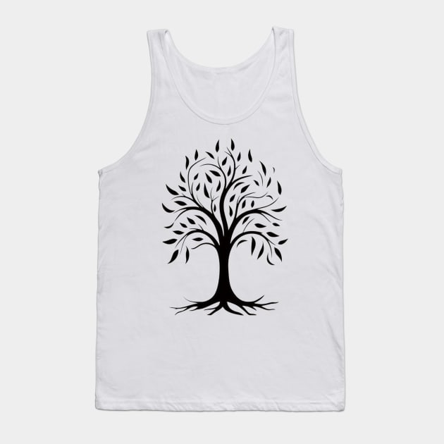 Black Deciduous Tree Silhouette Tee Tank Top by Greenbubble